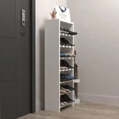 Kenzlife ayakkabılık mısri mat beyaz suntalam 110*040*20 ondört çift ayakkabı kapasitesi arkalıksız - 2