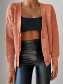 Kadın Uzun Kollu Düğme Detay Triko Bluz thumbnail 4