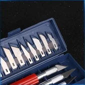 BUFFER® Zanaat 16 Parça Hobi Gravür Ahşap Heykel Çömlek Oyma Şekil Verme 13 Maket Bıçak Neşter Seti - 7