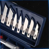 BUFFER® Zanaat 16 Parça Hobi Gravür Ahşap Heykel Çömlek Oyma Şekil Verme 13 Maket Bıçak Neşter Seti - 8