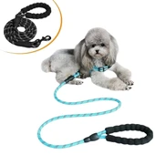 BUFFER® Reflektörlü Fosforlu Köpek Gezdirme Halatı Tasma Kayışı Metal Kancalı 130 cm - 1