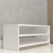 Kenzlife kapaklı ayakkabılık bosnevi mat beyaz suntalam 035*080*30 sekiz çift ayakkabı kapasitesi arkalıksız - 3
