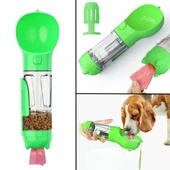 BUFFER® Taşınabilir Hazneli Mama Kaplı ,Kaka Poşetli Kedi,Köpek Suluğu-300ml - 1
