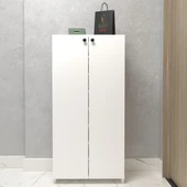 Kenzlife kapaklı ayakkabılık bosnevi mat beyaz suntalam 125*080*30 otuziki çift ayakkabı kapasitesi arkalıksız - 1