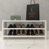 Kenzlife kapaklı ayakkabılık bosnevi mat beyaz suntalam 035*080*30 sekiz çift ayakkabı kapasitesi arkalıksız - 2