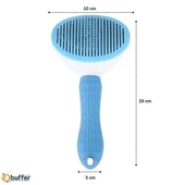 BUFFER® Kedi Köpek Tüy Toplayıcı Kendini Temizleyebilen Ergonomik Saplı Evcil Hayvan Tarağı Mavi - 4