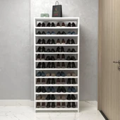 Kenzlife ayakkabılık konevi mat beyaz suntalam 170*080*30 kırkdört çift ayakkabı kapasitesi arkalıksız - 2