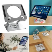 BUFFER® 360 Derece Dönebilen Yükseltilmiş Masaüstü Ayarlanabilir  Metal Tablet Standı - 1