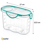 BUFFER® Kilitli Kapaklı Contalı Hava,Su Sıvı Geçirmez 1,2 Litre Erzak Saklama Kabı-SA580 - 4