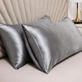 Antibakteriyel Terletmeyen İpek Saten Yastık Kılıfı 2'li 50x70 Gri thumbnail 6