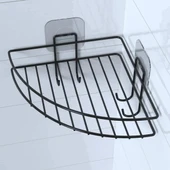 BUFFER® Yapışkanlı Banyo Köşeliği Kancalı Köşe Rafı Duş Şampuanlık Duvar Düzenleyici Organizer Raf thumbnail 3