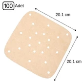 100 Adet Air Fryer Pişirme Kağıdı Tek Kullanımlık Hava Fritöz Yapışmaz Yağlı Kağıt Delikli  Model thumbnail 6