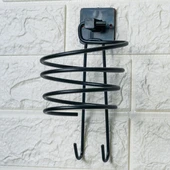 BUFFER® Kendiliğinden Yapışkanlı Siyah Paslanmaz Metal Fön Makinesi Askısı Saç Kurutma Makinesi Tutacağı thumbnail 1