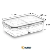 BUFFER® 2 Bölmeli Sızdırmaz Contalı Kilitli Kapaklı 1 Litre Erzak Saklama Kabı -LC505 - 4