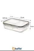BUFFER® 3 Bölmeli Kilitli Kapaklı 1 Litre Erzak Saklama Kabı LC-510 - 8