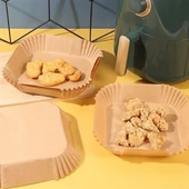 50 Adet Air Fryer Pişirme Kağıdı Tek Kullanımlık Hava Fritöz Yağ Geçirmez Yapışmaz Kare Tabak Model thumbnail 7