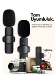Type-c Çiftli Kablosuz Yaka Mikrofon Seti Telefon Vlog Canlı Yayın Tiktok Youtube Uyumlu thumbnail 1