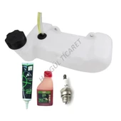 Hsgl Motorlu Tırpan 2 Delik Komple Yakıt Deposu 2T 100ml yağ 120gr gress buji set - 1