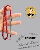 1000 AYAR GÜMÜŞ İŞLEME ATEŞ KEHRİBAR TESBİH KAPSÜL KESİM 7,25X11mm - 1