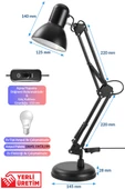 Akrobat Masa Lambası Yaylı Metal 360° Ayarlanabilir Çalışma Okuma Lambası Siyah thumbnail 4