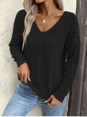 Kadın Uzun Kollu V Yakalı Triko Bluz thumbnail 5