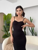 Dominic Eteği Büzgülü Midi Boy Elbise - 4