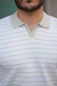 Erkek Kısa Kollu çizgi Desenli örme Kumaş Tshirt - 3