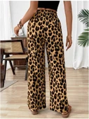 Kadın Süprem Kumaş Beli Lastikli Leopar Desen Pantolon thumbnail 7