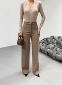 230 Gr Poly Viscose Lycra Metal Düğme Palazzo Pantolon - 3