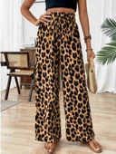Kadın Süprem Kumaş Beli Lastikli Leopar Desen Pantolon thumbnail 2