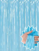 Soft Mavi Püsküllü Kapı Perdesi thumbnail 1