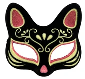 Siyah Süet Kırmızı Sarı Simli Kedi Maskesi thumbnail 1