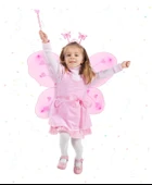 Toz Pembe Kelebek Kanadı Tacı ve Sopası thumbnail 3