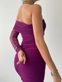 Polack Tek Omuz Tül Elbise thumbnail 8