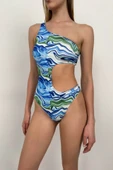 Tek Omuz Desenli Mayokini - 3
