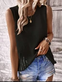 Kadın Kolsuz Bisiklet Yakayanları Ajur Detay Triko Bluz thumbnail 2