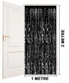 Siyah Ekstra Metalize Parlak Saçaklı Arka Fon Perde thumbnail 9