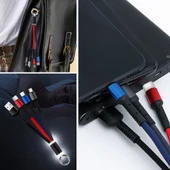 BUFFER® Işıklı Anahtarlık Model 3 in 1 USB Çıkışlı MİKRO,TYPE-C ve İphone Uyumlu Şarj Kablosu thumbnail 1