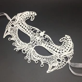 Beyaz Renk Dantel Kesim Balo Maskesi thumbnail 2