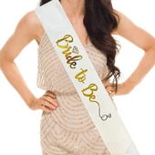 Altın Bride To Be Yazılı Beyaz Kuşak thumbnail 1