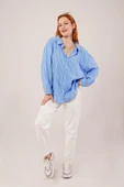 Çizgi Detaylı Cepli Mavi Gömlek - 6