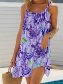 Kadın Askılı Yuvarlak Yaka Kaplumbağa Desenli Süprem Elbise thumbnail 3