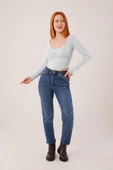 Geniş Yaka Bebe Mavisi Basic Body Bluz - 4