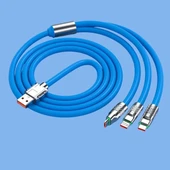 BUFFER®Kutulu  3 Şarj Aleti 1 Arada Çinko Alaşım Hızlı Şarj Kablosu Mavi 3 in 1 thumbnail 2