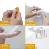 BUFFER® Bebek Çocuk Güvenliği Korumalı Yapışkan Çekmece ve Dolap İçin Tutucu Gizli Güvenlik Kilidi - 3