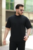 Erkek Basic Oversize Double Face Kumaş Kısa Kollu Tshirt thumbnail 1