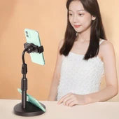 BUFFER® Masa Üstü Tablet ve Telefon Tutucu Plastik Aparat Siyah Telefon Standı - 3