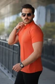 Erkek Hakim Yaka Dokuma Pamuklu Kumaş Kısa Kollu Tişört - 2