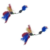 BUFFER® Tüylü Tahta Boncuklu Zilli Kedi Oyuncağı Çok Renkli Kedi Oyuncak - 7