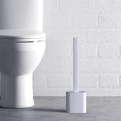 BUFFER® Duvara Monte Edilebilir Kapaklı Askılı Klozet Yumuşak Silikon Başlıklı Tuvalet Fırçası Seti - 3